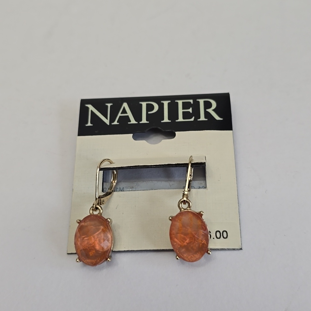 Vintage Napier Dangle Drop Goldtone Earrings